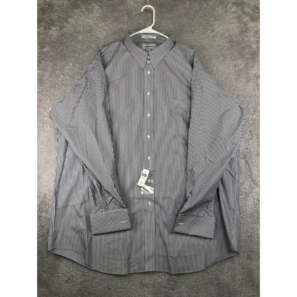 Paul Frederick Shirt Men's Size 19 37 Blue NWT Striped Button Down